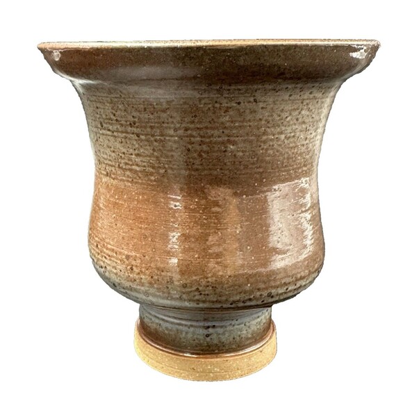 Blue Gray and Brown Pottery Vase signed SRS on Bottom 6 inches tall - Picture 3 of 7